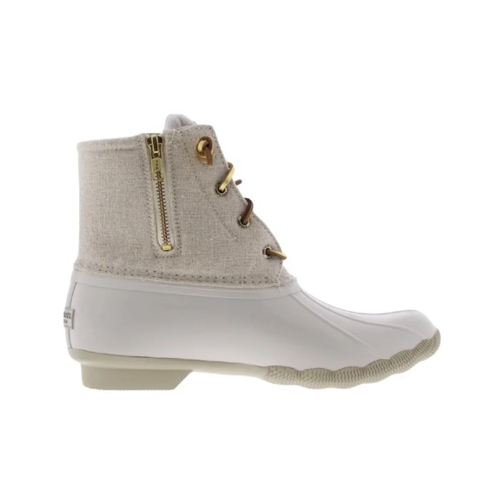 Sperry Women's Saltwater Sparkle Metallic Ankle Boots Ivory Size 10 - Picture 2 of 3